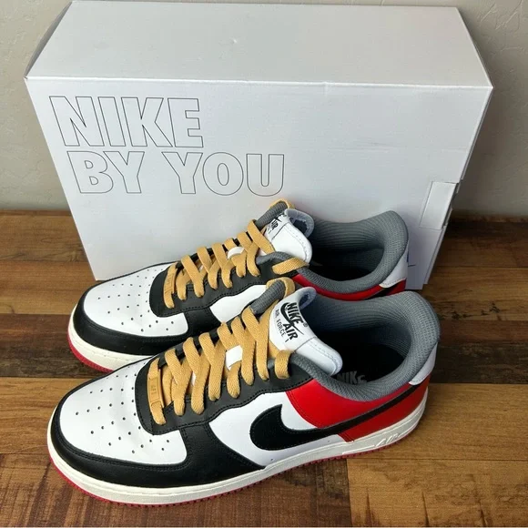 Nike By You Air Force 1 Low Chicago Color CT7875-994 Size 9 black red white - Picture 4 of 10